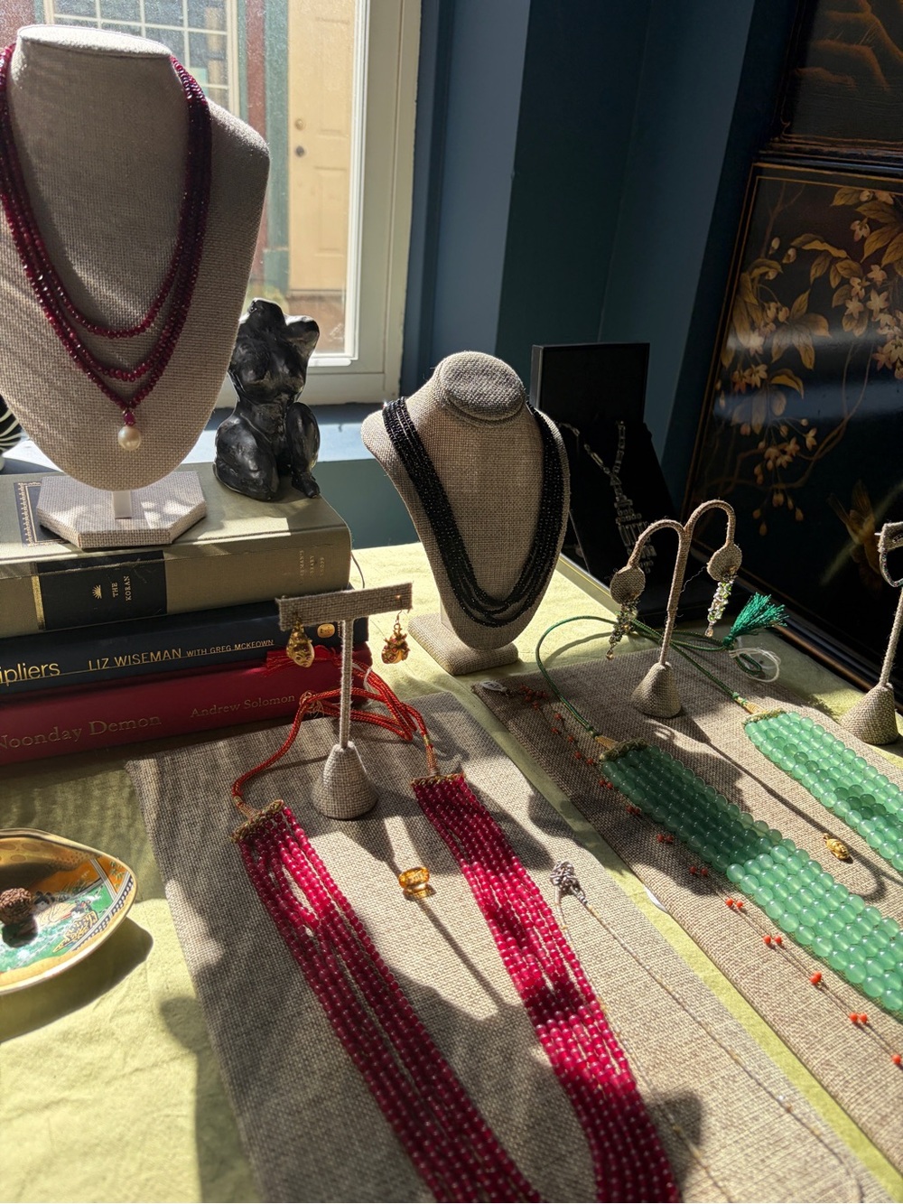 5 strand (heated) Emerald bead necklace. - Picture 4 of 4